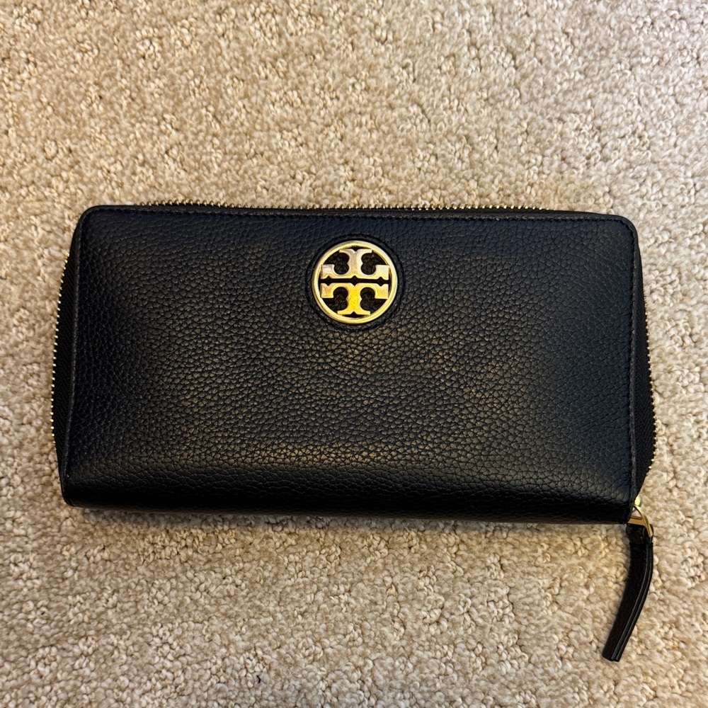 Black Tory Burch Wallet with Gold Logo